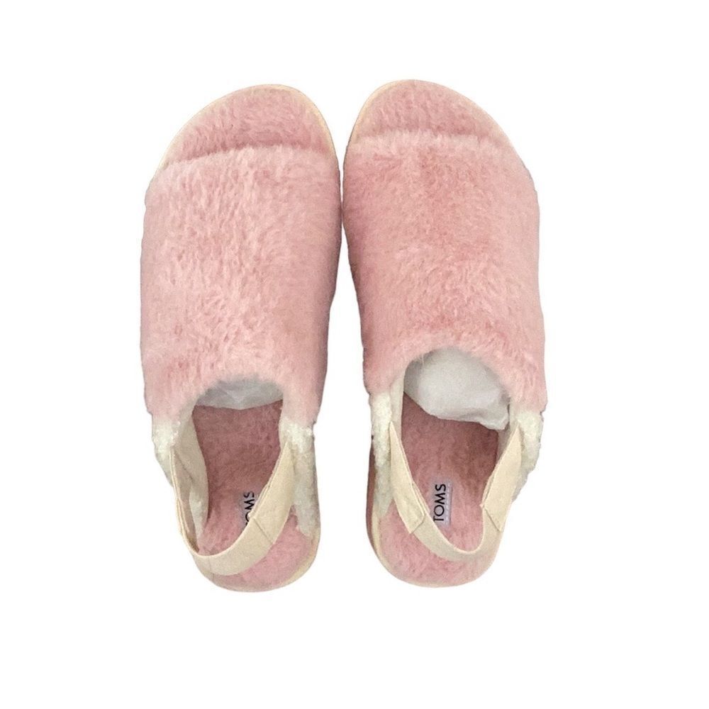TOMS NEW IN BOX WOMENS SOFIA EVA CHALKY PINK FAUX FUR SLING BACK SHOE PLATFORM - Picture 6 of 10